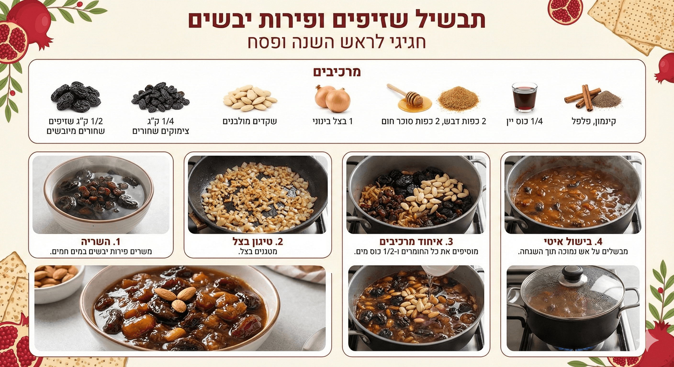 תבשיל שזיפים ופירות יבשים