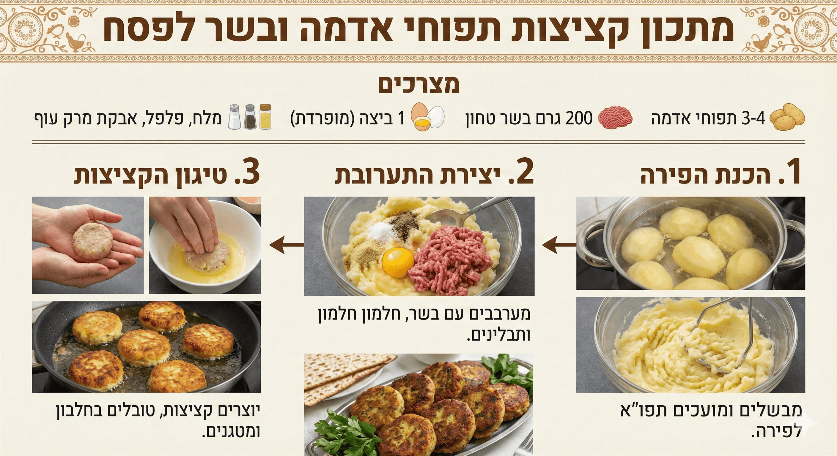 קציצות תפוחי אדמה ובשר לפסח