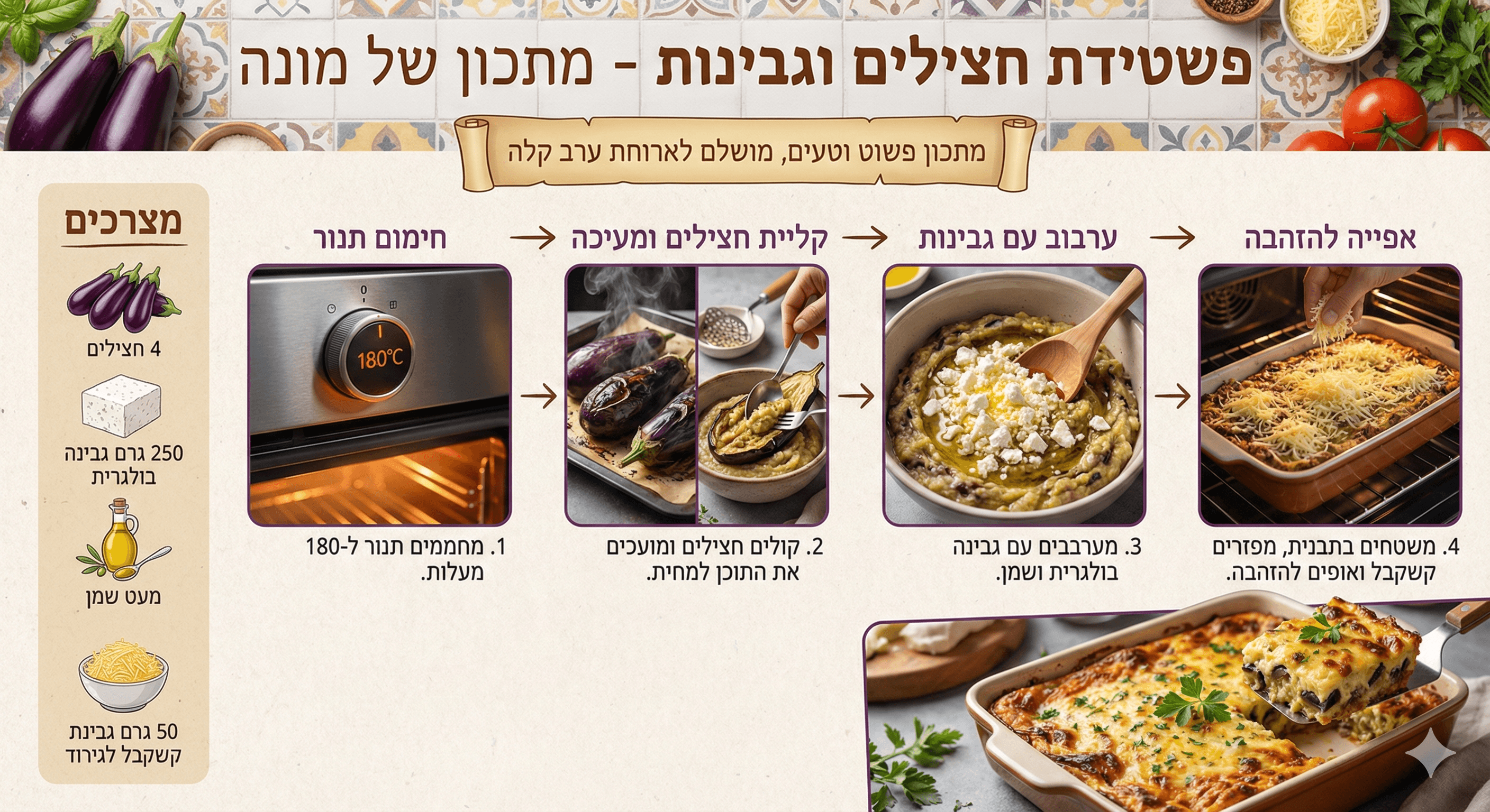 פשטידת חצילים וגבינות